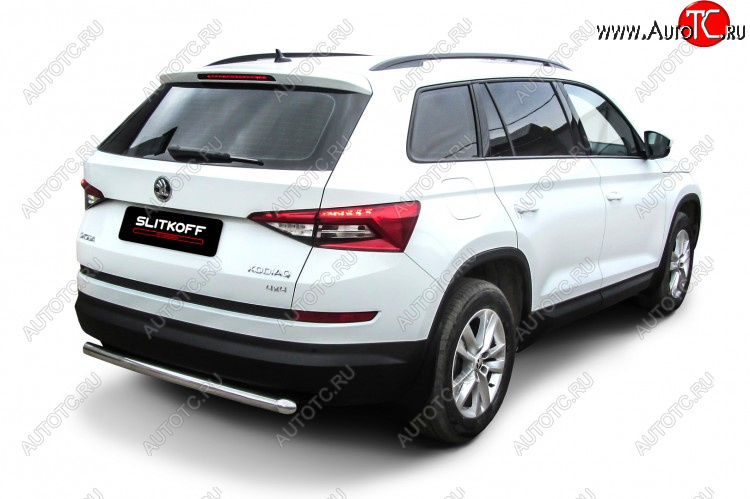 10 299 р. Защита заднего бампера Slitkoff (Ø 57 мм)  Skoda Kodiaq  NU7 (2017-2021) дорестайлинг (Нержавеющая сталь)  с доставкой в г. Нижний Новгород