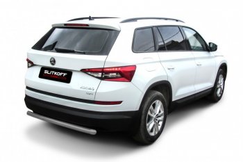 7 299 р. Защита заднего бампера Slitkoff (Ø 57 мм)  Skoda Kodiaq  NU7 (2017-2021) дорестайлинг (Сталь с полимерным покрытием. Цвет: серебристый)  с доставкой в г. Нижний Новгород. Увеличить фотографию 1