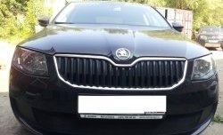 1 299 р. Сетка (для комплектации Active) на бампер Russtal (черная) Skoda Octavia A7 дорестайлинг лифтбэк (2012-2017)  с доставкой в г. Нижний Новгород. Увеличить фотографию 2