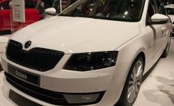 Сетка (для комплектации Ambition, Elegance) на бампер Russtal (черная) Skoda Octavia A7 дорестайлинг лифтбэк (2012-2017)