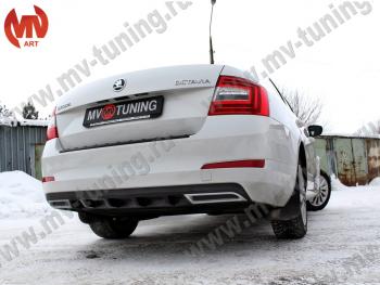 2 399 р. Накладка бампера (диффузор) MV-Tuning Skoda Octavia A7 дорестайлинг лифтбэк (2012-2017) (Глянец, Неокрашенная)  с доставкой в г. Нижний Новгород. Увеличить фотографию 2