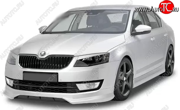 5 999 р. Накладка на передний бампер CT Skoda Octavia A7 дорестайлинг лифтбэк (2012-2017) (Неокрашенная)  с доставкой в г. Нижний Новгород