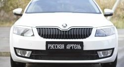 979 р. Зимняя заглушка решетки переднего бампера РА Skoda Octavia A7 дорестайлинг лифтбэк (2012-2017)  с доставкой в г. Нижний Новгород. Увеличить фотографию 2