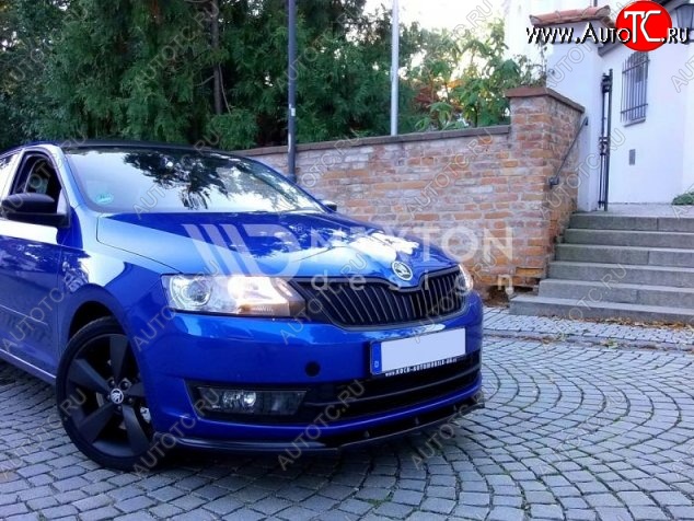 6 299 р. Накладка на передний бампер Splitter Skoda Rapid NH3 дорестайлинг лифтбэк (2012-2017) (Неокрашенная)  с доставкой в г. Нижний Новгород