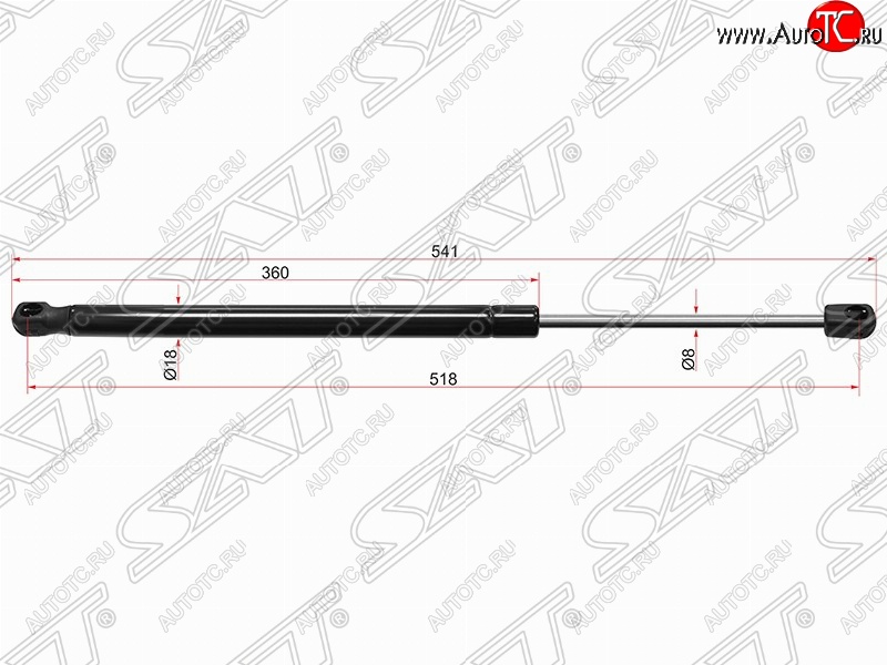 659 р. Газовый упор крышки багажника SAT  Skoda Rapid ( NH3,  NH1) (2012-2020) дорестайлинг лифтбэк, хэтчбэк дорестайлинг, хэтчбэк рестайлинг, рестайлинг лифтбэк  с доставкой в г. Нижний Новгород