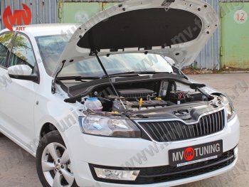 2 969 р. Упор капота MV-Tuning (одинарный) Skoda Rapid NH3 дорестайлинг лифтбэк (2012-2017)  с доставкой в г. Нижний Новгород. Увеличить фотографию 2