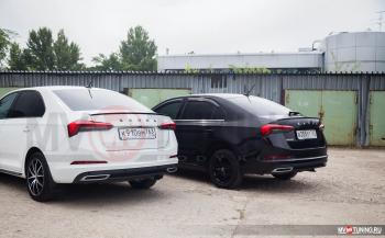 4 199 р. Имитация насадок глушителя RS Style MV-Tuning  Skoda Rapid  MK2 (2019-2025) (SILVER (серебро))  с доставкой в г. Нижний Новгород. Увеличить фотографию 3