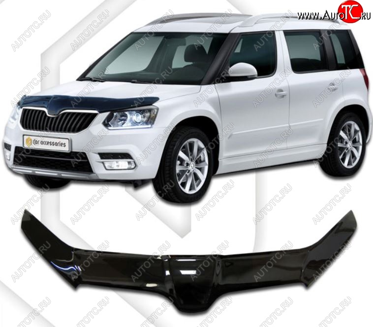 2 699 р. Дефлектор капота CA-Plastiс exclusive  Skoda Yeti (2013-2018) (Classic черный, Без надписи)  с доставкой в г. Нижний Новгород