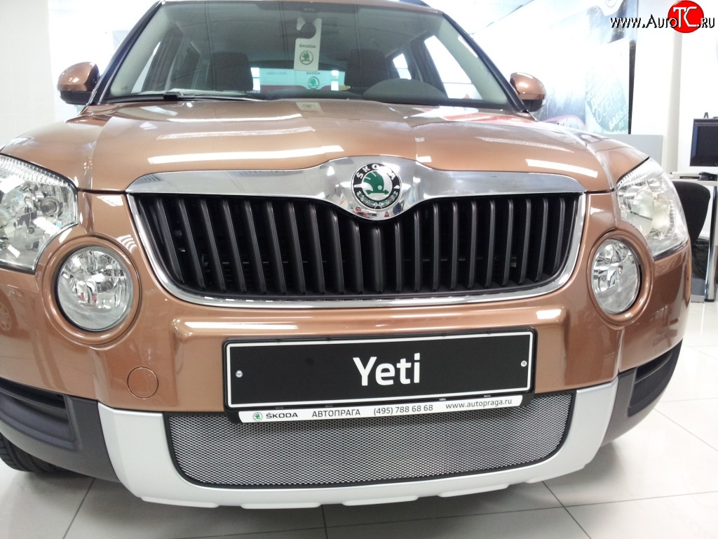 2 199 р. Сетка на бампер Russtal (хром) Skoda Yeti (2009-2013)  с доставкой в г. Нижний Новгород