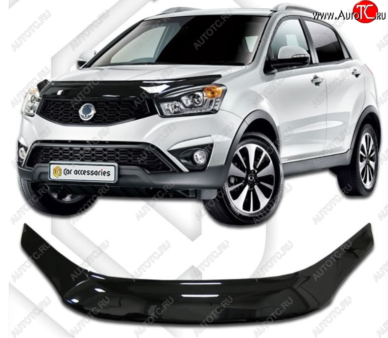 2 489 р. Дефлектор капота CA-Plastiс exclusive  SSANGYONG Actyon (2013-2021) рестайлинг (Classic черный, Без надписи)  с доставкой в г. Нижний Новгород