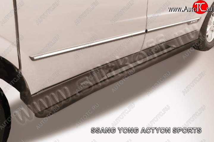 10 949 р. Защита порогов Slitkoff  SSANGYONG Actyon Sport (2012-2025) (Цвет: серебристый)  с доставкой в г. Нижний Новгород