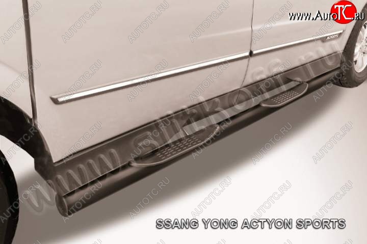 15 299 р. Защита порогов Slitkoff SSANGYONG Actyon Sport (2012-2025) (Цвет: серебристый)  с доставкой в г. Нижний Новгород