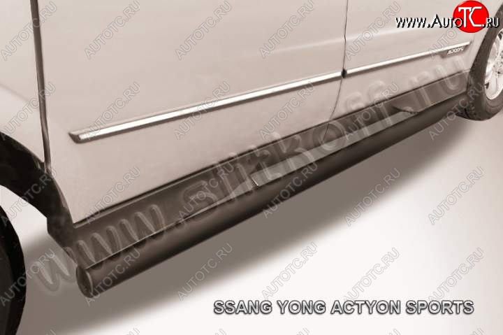 8 999 р. Защита порогов Slitkoff  SSANGYONG Actyon Sport (2012-2024) (Цвет: серебристый)  с доставкой в г. Нижний Новгород