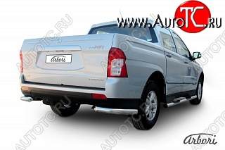 8 909 р. Защита заднего бампера Arbori SSANGYONG Actyon Sport (2012-2024)  с доставкой в г. Нижний Новгород