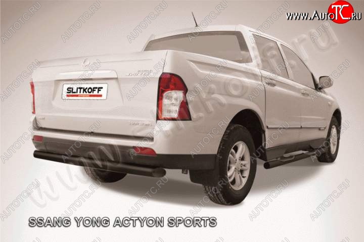 7 699 р. Защита задняя Slitkoff SSANGYONG Actyon Sport (2012-2024) (Цвет: серебристый)  с доставкой в г. Нижний Новгород