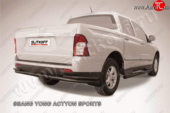 11 199 р. Защита задняя Slitkoff SSANGYONG Actyon Sport (2012-2024) (Цвет: серебристый)  с доставкой в г. Нижний Новгород