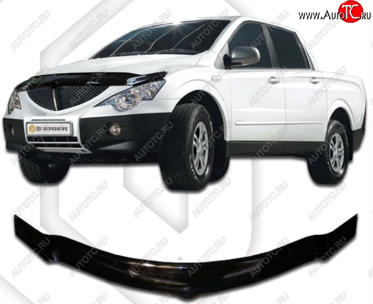 2 699 р. Дефлектор капота CA-Plastiс exclusive  SSANGYONG Actyon  1 (2006-2010) (Classic черный, Без надписи)  с доставкой в г. Нижний Новгород