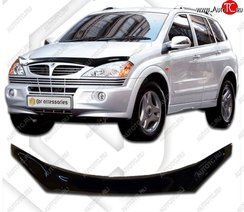 2 299 р. Дефлектор капота CA-Plastiс exclusive  SSANGYONG Kyron (2005-2016) дорестайлинг, рестайлинг (Classic черный, Без надписи)  с доставкой в г. Нижний Новгород