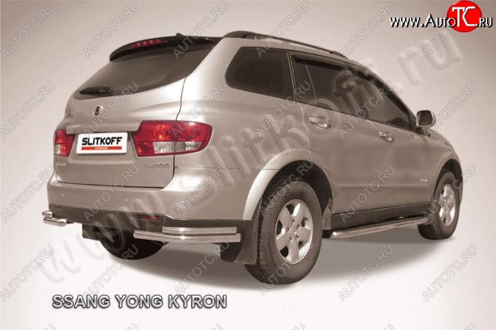 5 999 р. Уголки d57+d42 двойные  SSANGYONG Kyron (2005-2007) дорестайлинг (Цвет: серебристый)  с доставкой в г. Нижний Новгород