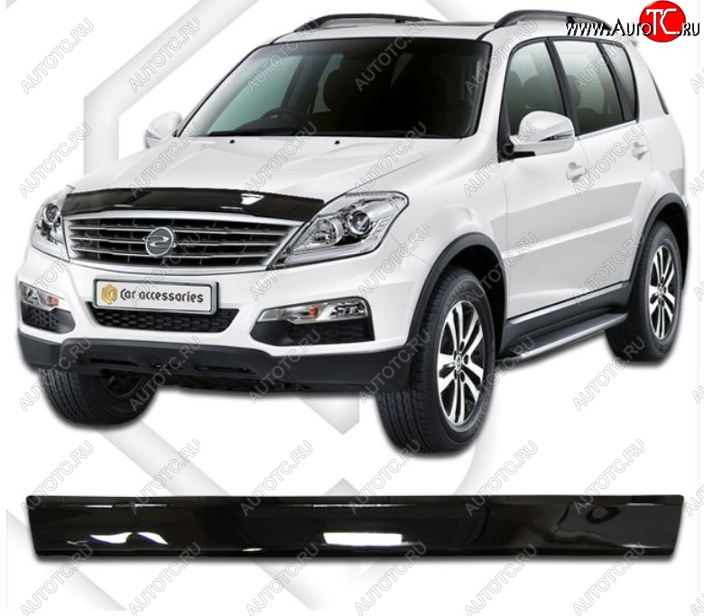 1 899 р. Дефлектор капота CA-Plastiс  SSANGYONG Rexton  Y290 (2012-2017) (Classic черный, Без надписи)  с доставкой в г. Нижний Новгород