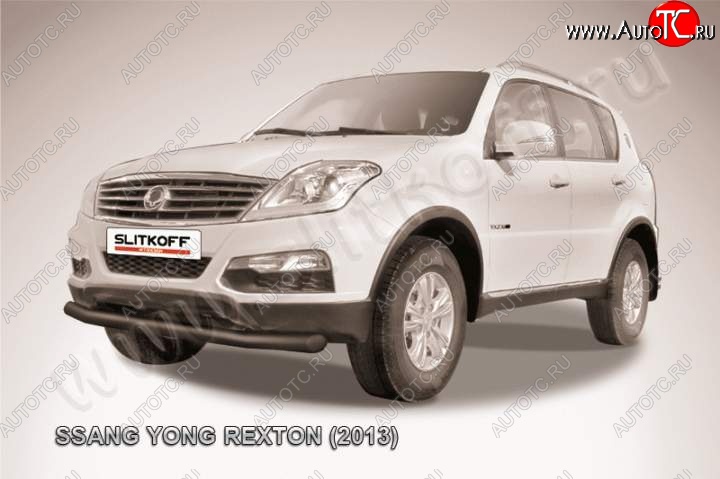 11 499 р. Защита переднего бампер Slitkoff  SSANGYONG Rexton  Y290 (2012-2017) (Цвет: серебристый)  с доставкой в г. Нижний Новгород