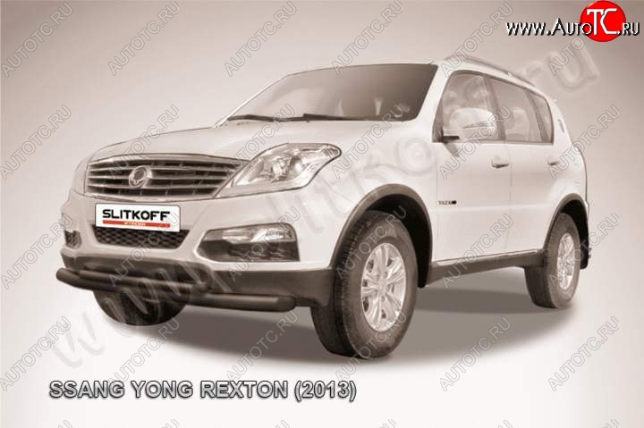 9 799 р. Защита переднего бампер Slitkoff  SSANGYONG Rexton  Y290 (2012-2017) (Цвет: серебристый)  с доставкой в г. Нижний Новгород