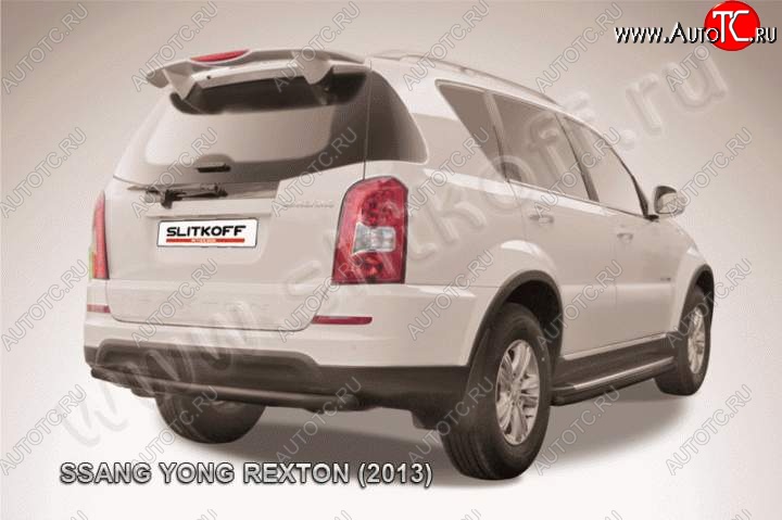 5 349 р. Защита задняя Slitkoff SSANGYONG Rexton Y290 (2012-2017) (Цвет: серебристый)  с доставкой в г. Нижний Новгород