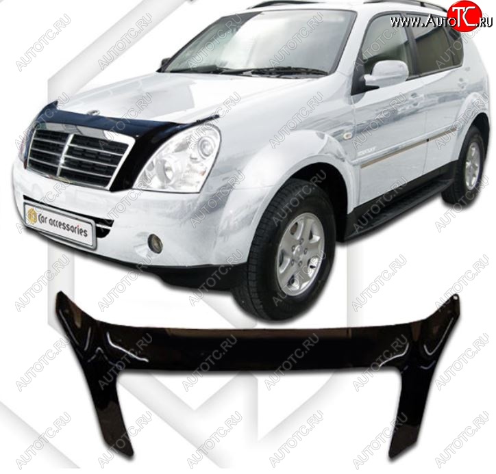 2 299 р. Дефлектор капота CA-Plastiс  SSANGYONG Rexton  Y250 (2006-2012) (Classic черный, Без надписи)  с доставкой в г. Нижний Новгород