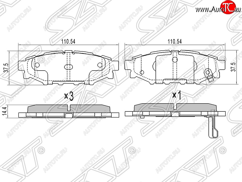 919 р. Колодки тормозные SAT (задние) Subaru Impreza GE седан (2007-2012)  с доставкой в г. Нижний Новгород