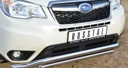 21 899 р. Защита переднего бампера (2 трубыØ63 мм, волна, нержавейка) SLITKOFF Subaru Forester SJ дорестайлинг (2012-2016)  с доставкой в г. Нижний Новгород. Увеличить фотографию 2