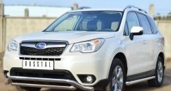 13 849 р. Защита порогов из круглой трубы диаметром 63 мм Russtal Subaru Forester SJ дорестайлинг (2012-2016) (Защита порогов с со скосами на торцах (вариант 1))  с доставкой в г. Нижний Новгород. Увеличить фотографию 4