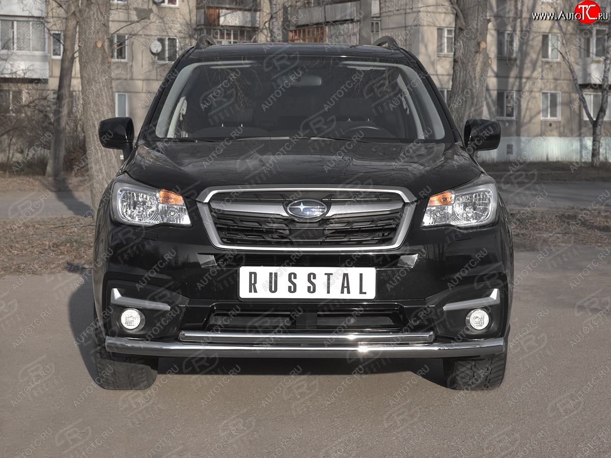 16 699 р. Защита переднего бампера SLITKOFF d63 секции-d42 дуга Subaru Forester SJ рестайлинг (2016-2019)  с доставкой в г. Нижний Новгород