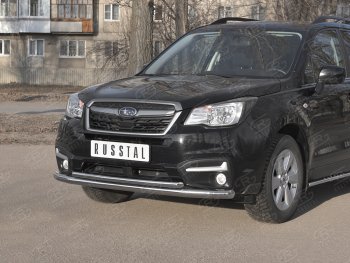 16 699 р. Защита переднего бампера SLITKOFF d63 секции-d42 дуга Subaru Forester SJ рестайлинг (2016-2019)  с доставкой в г. Нижний Новгород. Увеличить фотографию 2