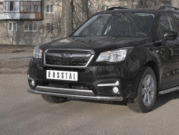 13 999 р. Защита переднего бампера (2 трубы Ø63 и 75х42 мм, нержавейка) Russtal Subaru Forester SJ рестайлинг (2016-2019)  с доставкой в г. Нижний Новгород. Увеличить фотографию 2