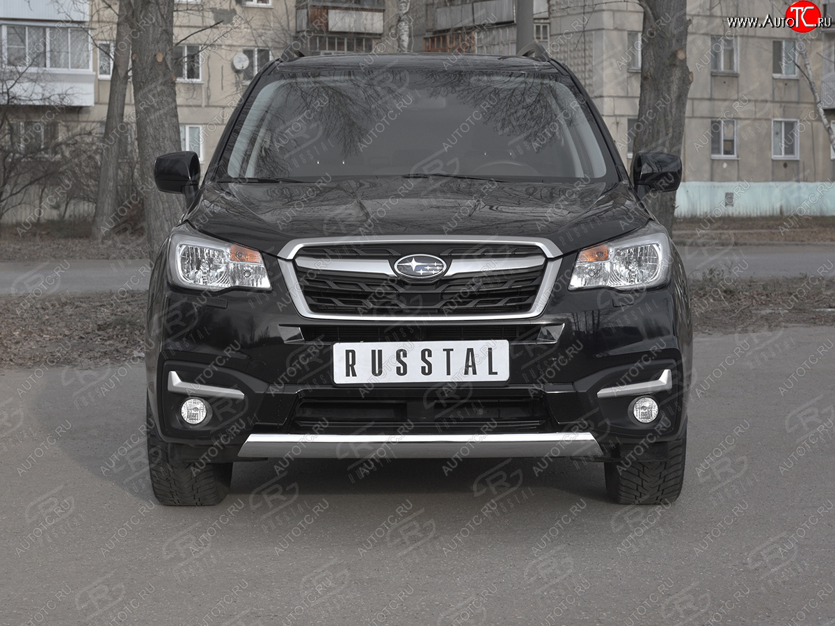 15 649 р. Защита переднего бампера (Ø75x42 мм, нержавейка) Russtal Subaru Forester SJ рестайлинг (2016-2019)  с доставкой в г. Нижний Новгород