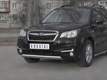 15 649 р. Защита переднего бампера (Ø75x42 мм, нержавейка) Russtal Subaru Forester SJ рестайлинг (2016-2019)  с доставкой в г. Нижний Новгород. Увеличить фотографию 2