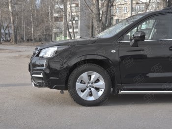 15 649 р. Защита переднего бампера (Ø75x42 мм, нержавейка) Russtal Subaru Forester SJ рестайлинг (2016-2019)  с доставкой в г. Нижний Новгород. Увеличить фотографию 3