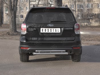 Защита заднего бампера (2 трубы Ø63 и 42 мм, нержавейка) SLITKOFF Subaru Forester SJ рестайлинг (2016-2019)