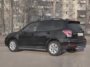 13 999 р. Защита заднего бампера (2 трубы Ø63 и 42 мм, нержавейка) SLITKOFF Subaru Forester SJ рестайлинг (2016-2019)  с доставкой в г. Нижний Новгород. Увеличить фотографию 3