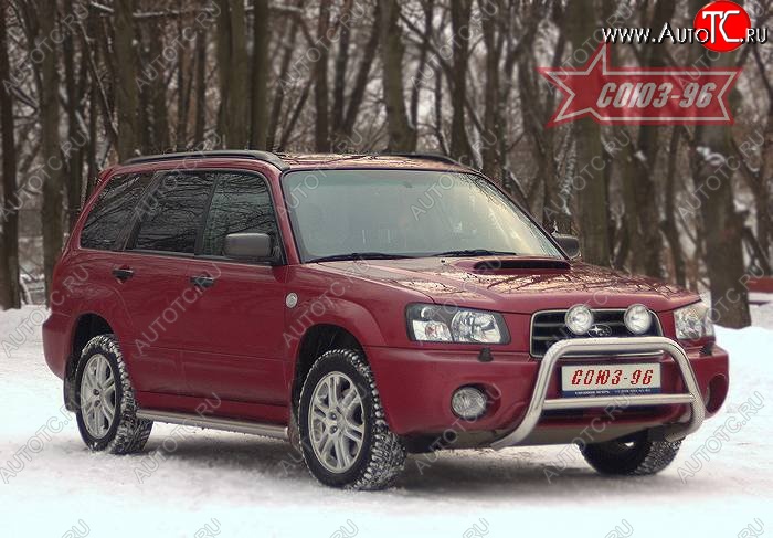 9 224 р. Защита переднего бампера Souz-96 (d60) Subaru Forester SG дорестайлинг (2002-2005)  с доставкой в г. Нижний Новгород