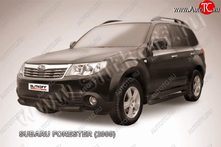 11 399 р. Защита переднего бампер Slitkoff Subaru Forester SH (2008-2013) (Цвет: серебристый)  с доставкой в г. Нижний Новгород