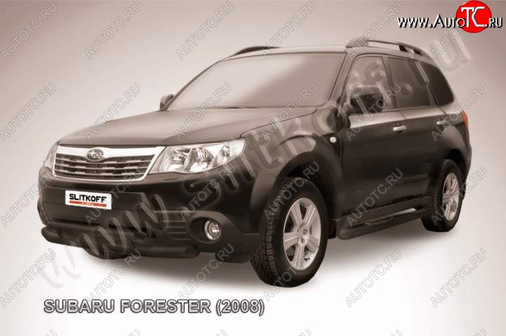 12 549 р. Защита переднего бампер Slitkoff Subaru Forester SH (2008-2013) (Цвет: серебристый)  с доставкой в г. Нижний Новгород