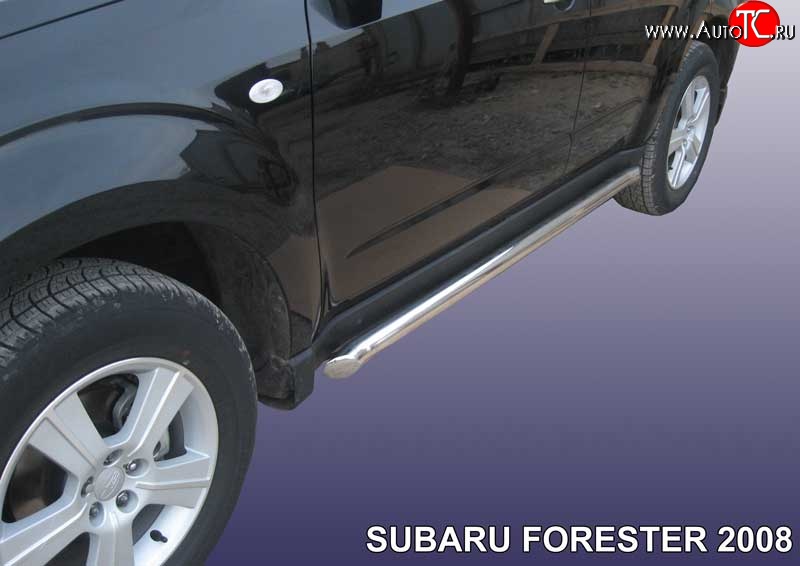 13 999 р. Защита порогов из круглой трубы диаметром 57 мм Slitkoff  Subaru Forester  SH (2008-2013) (Цвет: нержавеющая полированная сталь)  с доставкой в г. Нижний Новгород