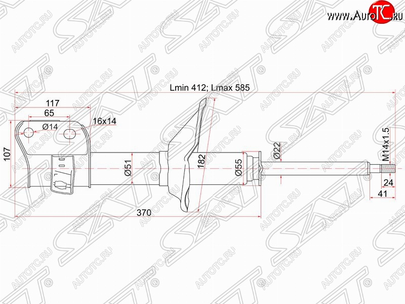 3 399 р. Правый амортизатор передний SAT Subaru Impreza GC седан (1992-2000)  с доставкой в г. Нижний Новгород