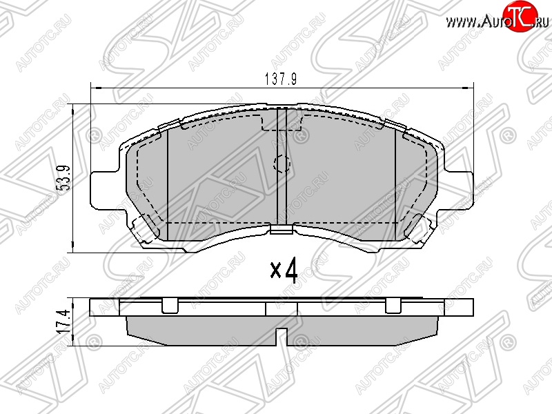 1 169 р. Колодки тормозные SAT (передние)  Subaru Impreza ( GC,  GD) - Outback ( BH/BE12,  BP)  с доставкой в г. Нижний Новгород