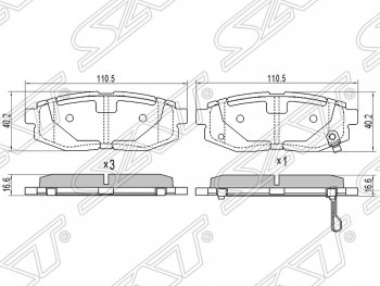 869 р. Колодки тормозные SAT (задние)  Subaru Impreza ( GE,  GH) - Tribeca  с доставкой в г. Нижний Новгород. Увеличить фотографию 1