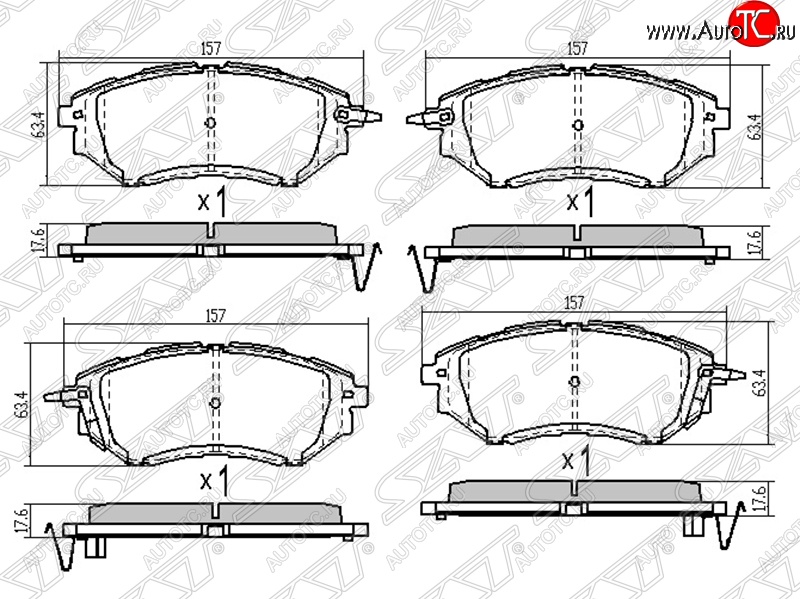 1 549 р. Колодки тормозные SAT (передние)  Subaru Legacy ( BL/B13,  BL,B13) - Tribeca  с доставкой в г. Нижний Новгород