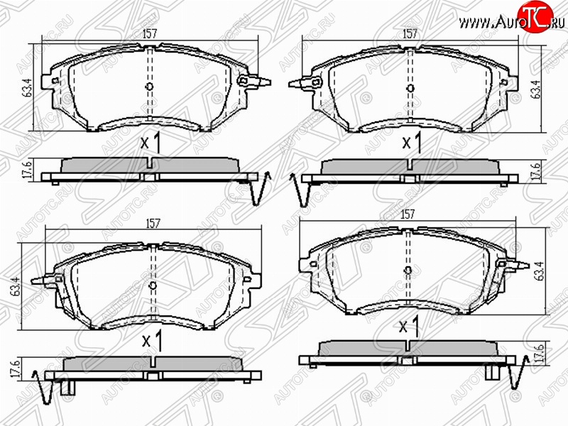 1 549 р. Колодки тормозные (передние) SAT  Subaru Legacy ( BL/B13,  BL,B13) - Tribeca  с доставкой в г. Нижний Новгород