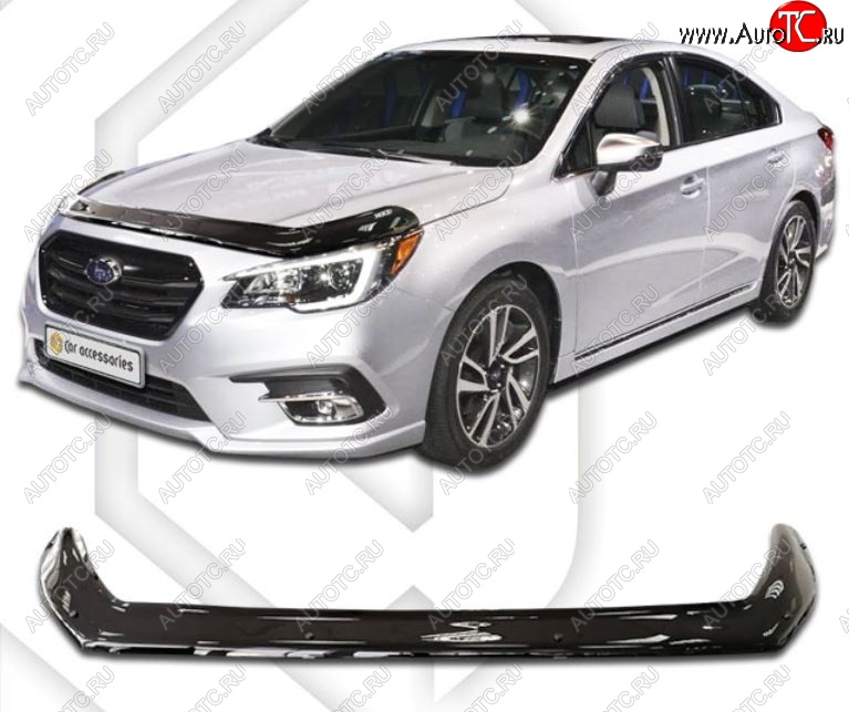 3 069 р. Дефлектор капота CA-Plastiс exclusive Subaru Legacy BN/B15 рестайлинг седан (2017-2025) (Classic черный, Без надписи)  с доставкой в г. Нижний Новгород