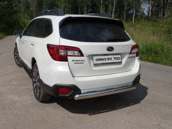 Защита заднего бампера (овальная) ТСС (нержавейка d 75х42 мм) Subaru (Субару) Outback (Аутбэк)  BS/B15 (2014-2021) BS/B15 дорестайлинг универсал, рестайлинг универсал